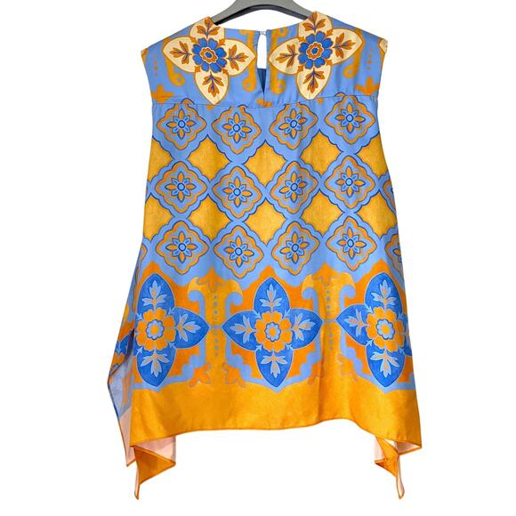 LA DOUBLEJ San Carlo Printed 100% Silk Twill Satin Scarf Top in Multi Size S - Picture 6 of 15